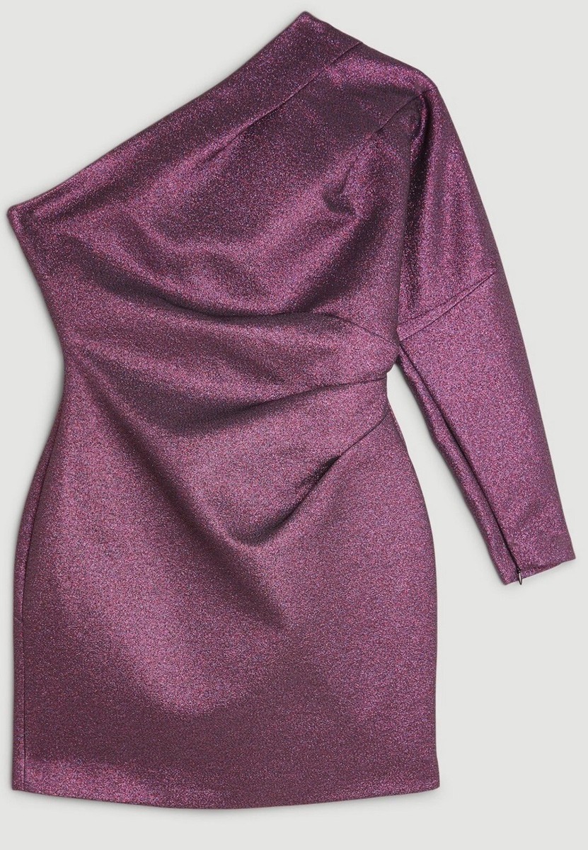 【Karen Millen】フローラル プリーツ ワンショルダーマキシ NWT KAREN MILLEN Tailored Sparkle One Shoulder Mini Dress