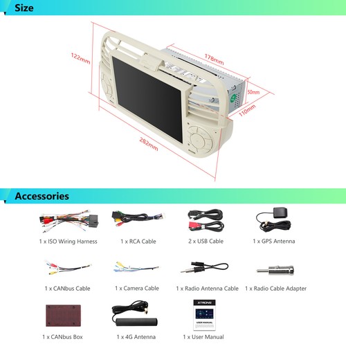 7" DSP Android 14 Car GPS Stereo Radio 64GB Car Auto Play for Fiat 500 2007-2015 - Picture 16 of 16