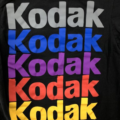 Kodak Mens Size M Short Sleeve T-Shirt Black Rainbow Spell