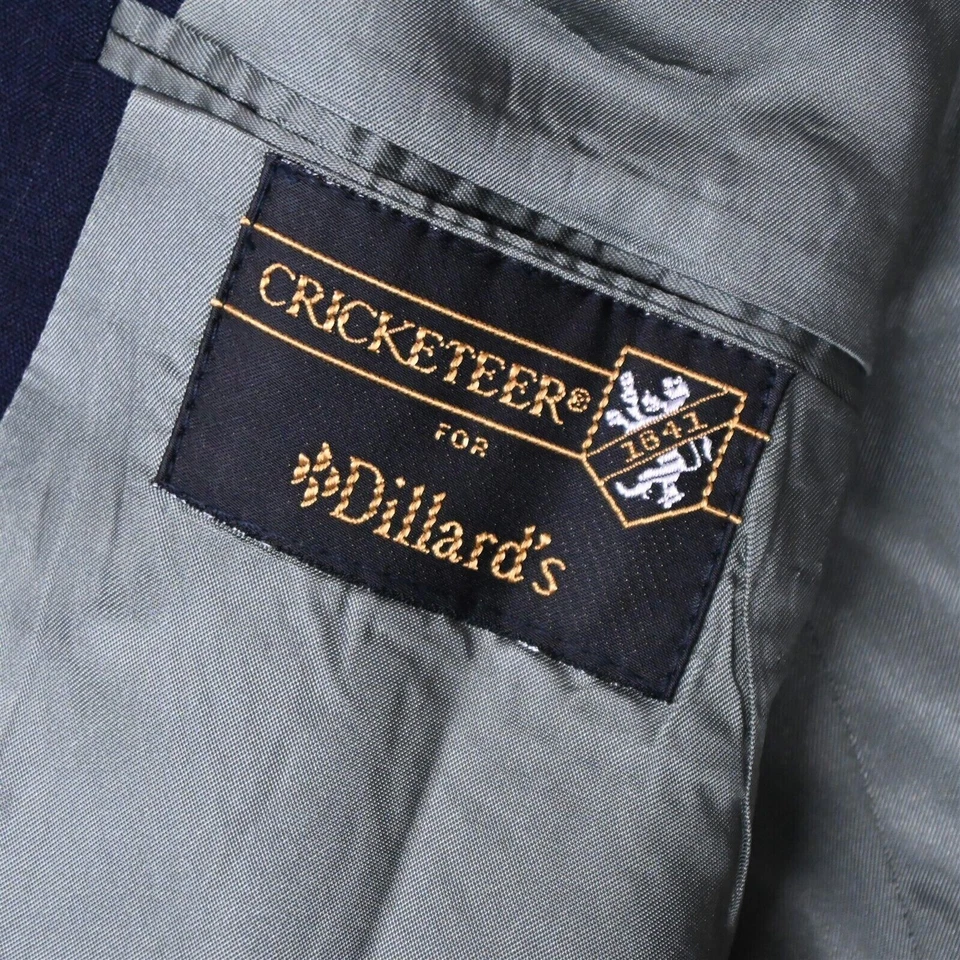 Vtg Cricketeer 44L 34x30 Navy Blue Stripe USA Made Mens Jacket Pants Suit - Image 4 of 4