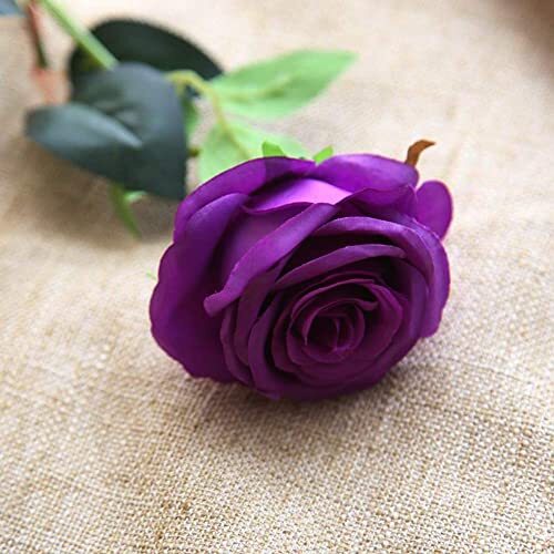12 pcs Artificial Roses Flowers Long Stem Fake Silk Rose for Home Purple - Picture 7 of 7