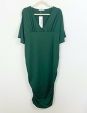 NEW Rosegal Plus Size Ruched Dress Size 4X Green Bodycon Stretch Short Sleeves