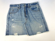 GAP Denim Girl  s High Rise Light Wash Destructed Denim Jean Skirt Size 12