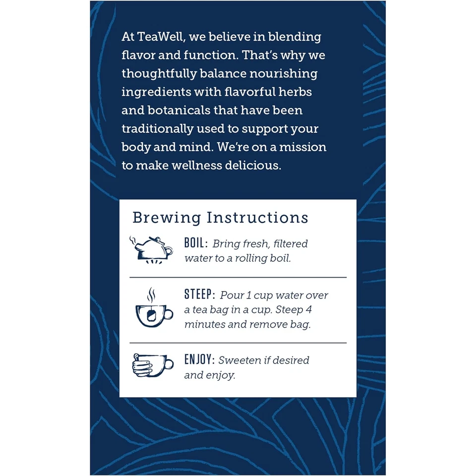 Té de hierbas Teawell, bienestar diario, menta de jengibre orgánico, 12 unidades (paquete de 6) (P Foto 2 de 4