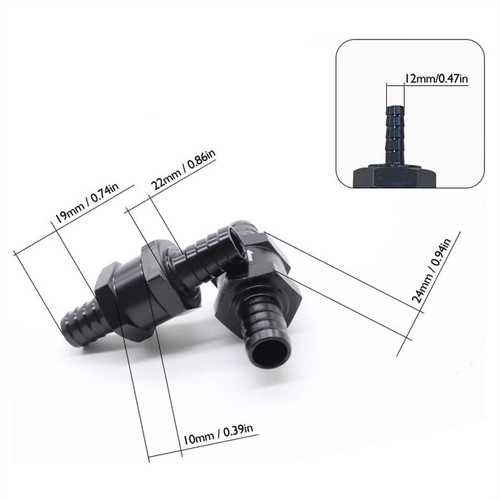 2PCS 1/2" 12mm Fuel Check Valve One Way Inline Non Return Diesel Gasoline Black - Picture 9 of 10