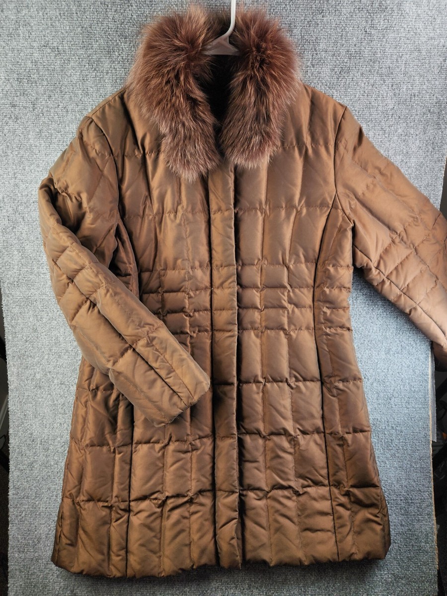 1 Madison Women Large Brown Long Sleeve Down Feather Puffer Jacket