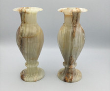 2 jarrones de mármol de ónix / soportes de palo de canlde hechos en Pakistán