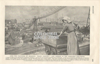 BELGIEN FABRIK CHARLEROI KOHLEBERGWERK MÄDCHEN ARBEITER um 1926 FOTO ILLUSTRATION DRUCK