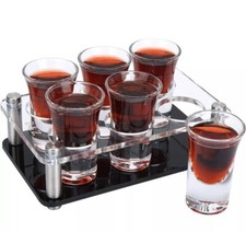 Shot Glass Holder TRAY ACRILIC TRANSPARENT  BLACK , JUST THE HOLDER not glas 