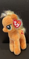 Ty Beanie Babies 7" APPLEJACK My Little Pony Orange Fuzzy  Plush Tag Protector