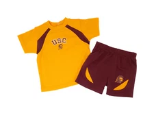 GENUINE STUFF Toddlers Infants USC Top & Shorts Infant Gold Burgundy 2 Piece Set