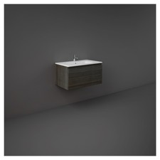 RAK Joy Uno Moka Walnut 800mm Wall Hung Single Drawer Vanity Unit - UNOWH080MOK