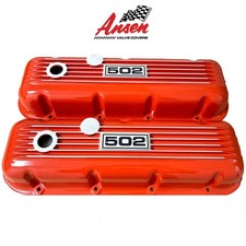 Big Block Chevy 502 Orange Valve Covers Classic Finned - Ansen Usa