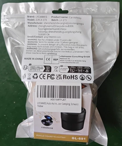 Tragbarer LED Auto Aschenbecher Edelstahl Zigarette mit Deckel rauchfrei - Bild 8 von 10