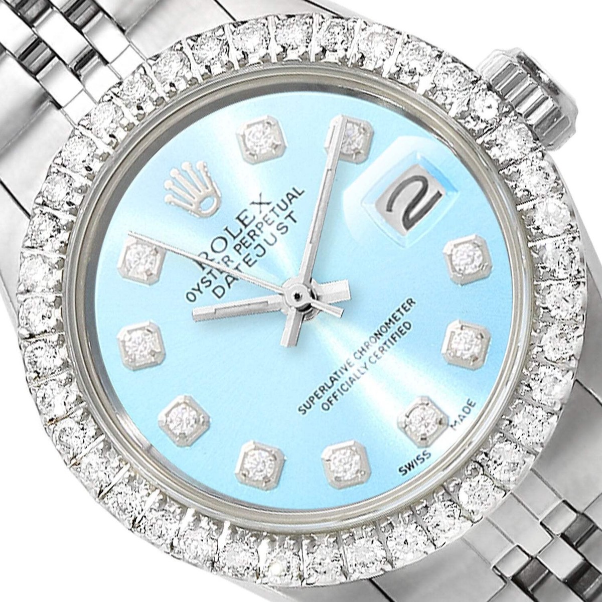 26mm Rolex Datejust 69173 Custom Jubilee Band Gold Diamond Bezel