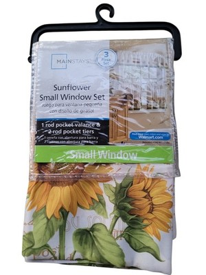Mainstays Sunflower Valance and 2 Tiers & Small Window Set Kitchen Vtg Curtains