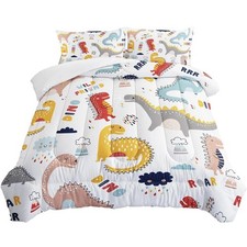 Dinosaur Kid Toddler Full Size Comforter Set with 2 Pillowcase Shams NWT