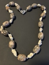 Beautiful Handmade Jasper And Ocean Stone Beaded Necklace 24” Magnetic Clasp
