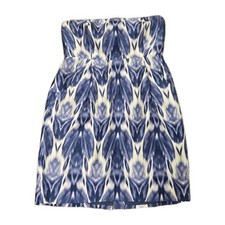 J. Crew Collection Women’s 12 Silk Blue White Ikat Strapless Sheath Dress