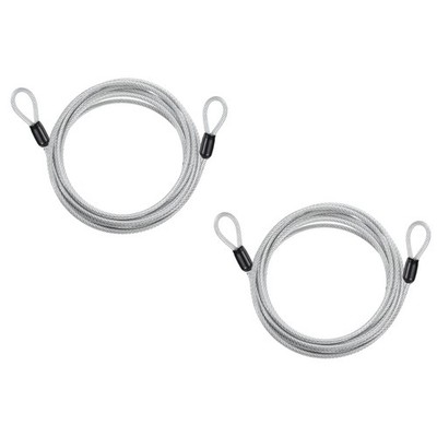 2pcs 5/32'' Dia 10.5ft Security Cable Lock Vinyl Coated Steel with Loops Silver