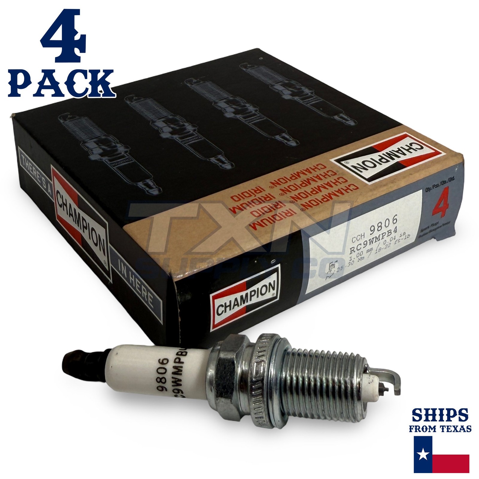 Champion 9806 Iridium Spark Plugs RC8WMPB4 - 4 Pack