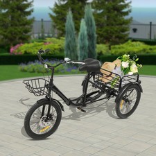 Bicicletta pieghevole 20 pollici 7 velocità 3 ruote triciclo per adulti con cestino della spesa