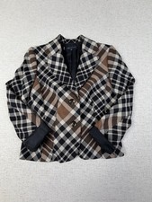 AK Anne Klein Women  s 8 Wool Blend Plaid Blazer Jacket Black Brown Career
