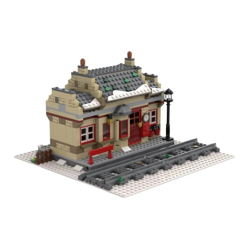 Winter Modular Train Station 526 Parts Building Blocks Toys Set MOC-159188 - Image 2 of 4