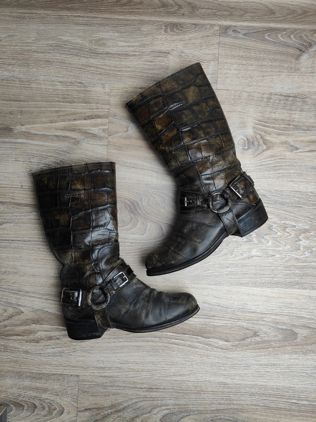 Christian Dior motard cowboy harnais bottes crocodile