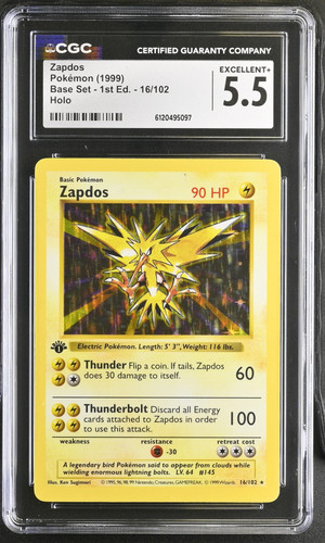 Zapdos (1st Edition) graded CGC 5.5 for sale on eBay