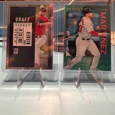  Shane Bieber Draft Ticket 225/299 & Topps J.D. Martinez Platinum 291/299 