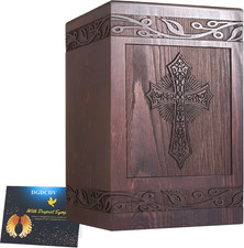 Cremation Urns for Human Ashes Adult Male Female, Wooden Carved Urns Box for Men