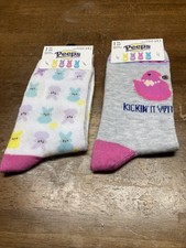 PEEPS BUNNY/CHICK Socks Set Of 2 Size 5-9.5 NWT