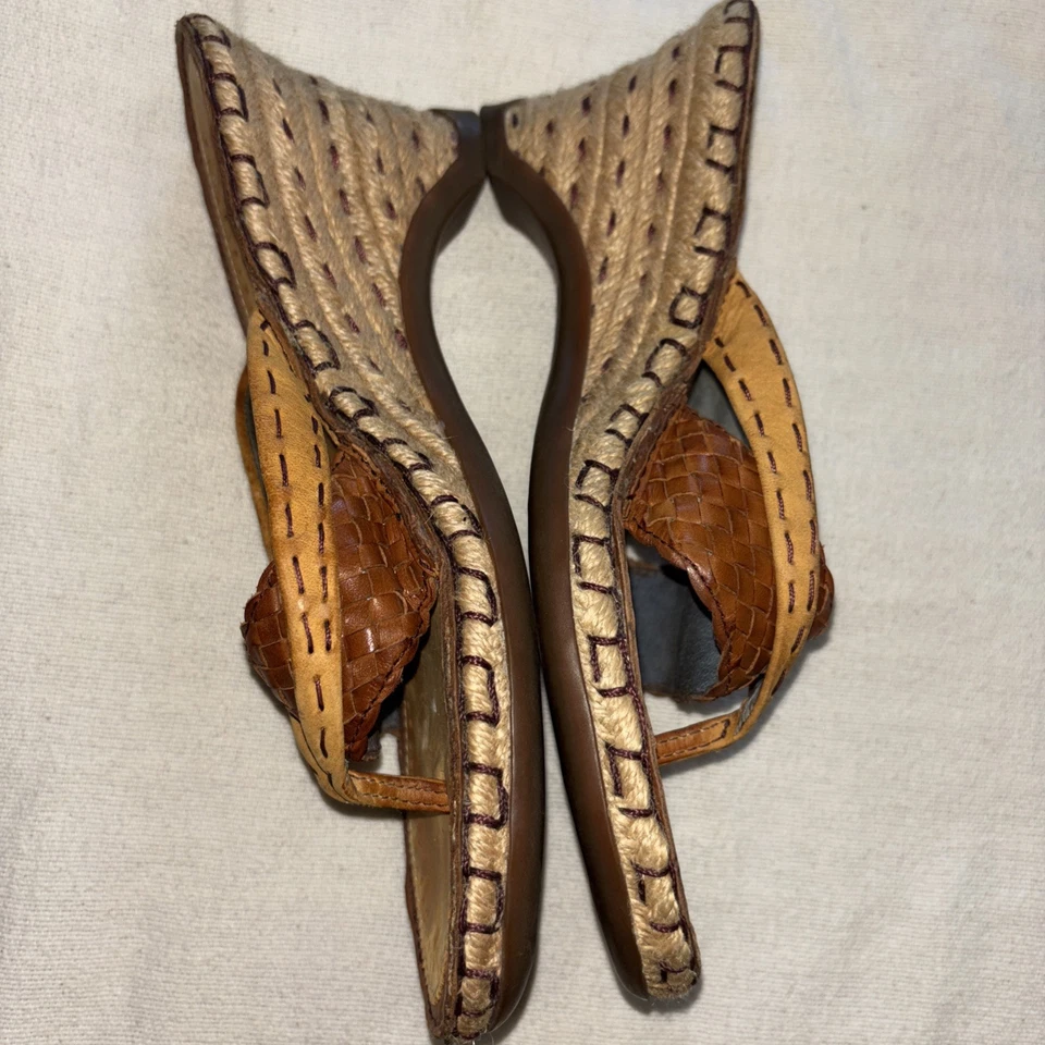 Sandalias Indigo By Clarks para mujer 7M sin cordones cuña deslizable cuero marrón Y2K Boho Foto 4 de 4