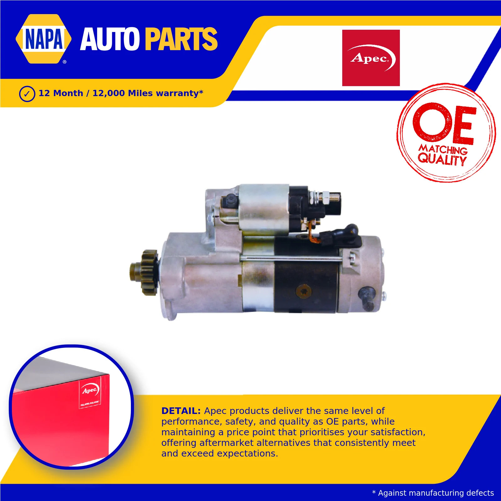 Starter Motor ASM1641 Apec 4280007224 958604109X 95860410900 05911024KX Quality