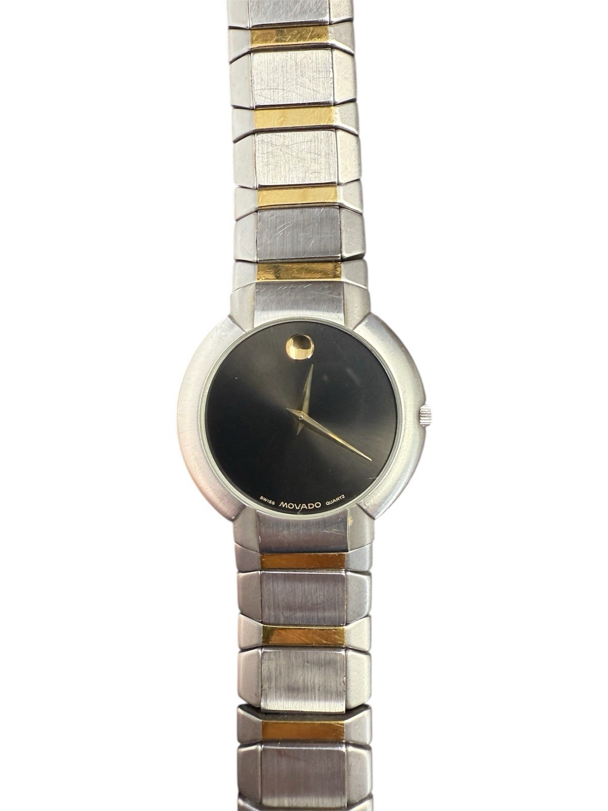 Vintage Movado Unisex 18K GP/SS Museum Classic W/Silver Dial Model # 84.40.874