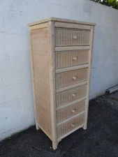 Henry Link Hollywood Regency Tall Narrow Wicker Lingerie Jewelry Chest 6018