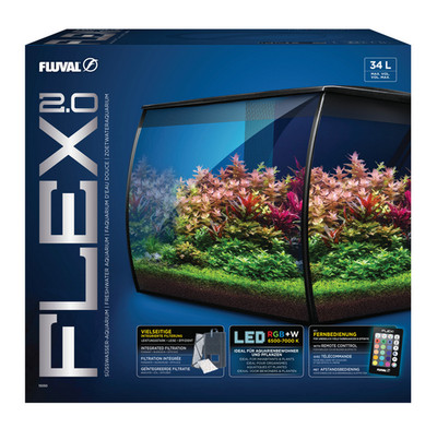 Fluval Flex 2.0   Modernes 34L Süßwasseraquarium mit LED & Filtersystem