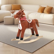 Baby Plüsch Schaukelpferd Holz Schaukeltier Reiten Pferd Spielzeug für Kinder 1+