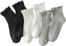 6 Pairs of Ruffle Socks Women, Cute Ruffle Ankle Socks Size: 5-9