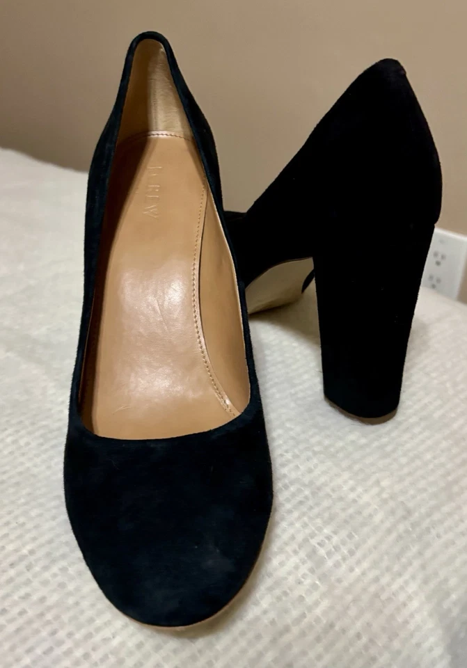 Zapatos de tacón alto elegantes J Crew de gamuza negros para mujer talla 11 Foto 4 de 4