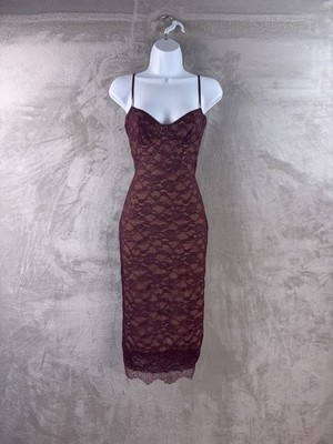 House of CB Melina Underwire Lace Midi Dress Womens Size Small Red Floral |  eBay