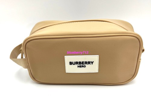Burberry Hero Toiletry Cosmetic Pouch Travel Case Bag with Handle ~ Beige