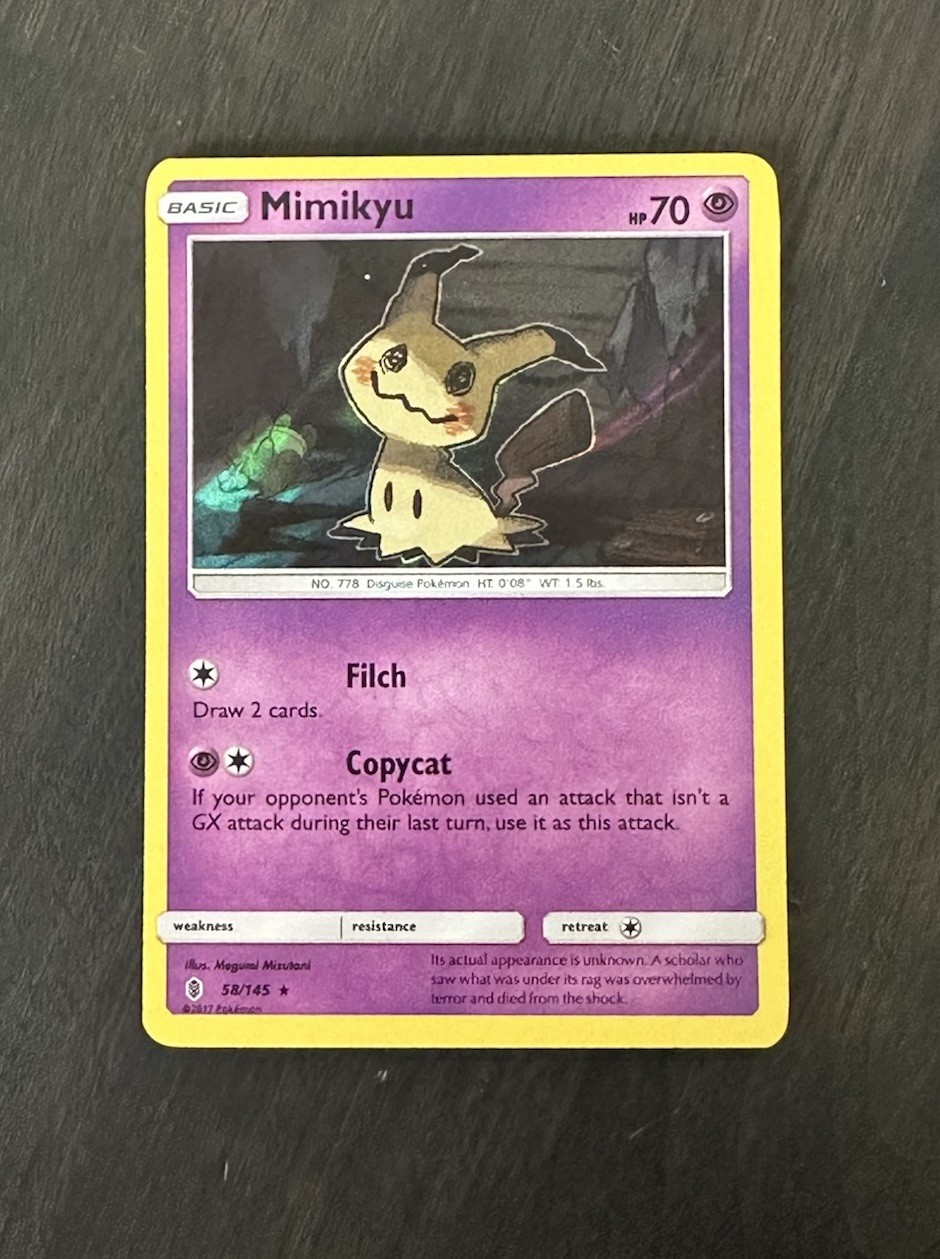 Mimikyu 58/145 2017 S&M Guardians Rising Pokemon Card Nintendo Holo Rare