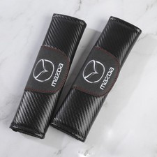 2pcs Carbon Fiber Car Safety Seat Belt Shoulder Pad Cover Cushion For Mazda