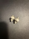 Vintage Mexican Modernist .925 Sterling Silver Puffy Oval Dangle Earrings — photo 1