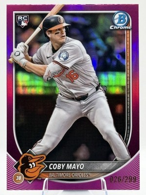 2025 Bowman Chrome #83 Coby Mayo Fuchsia #/299 Rookie Orioles