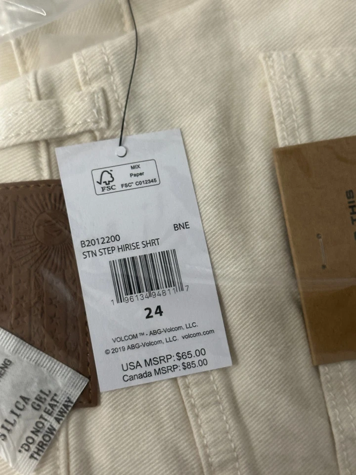 Pantalones cortos de mezclilla de tiro alto VOLCOM Stone Step para mujer 24 nuevos con etiquetas Foto 3 de 3