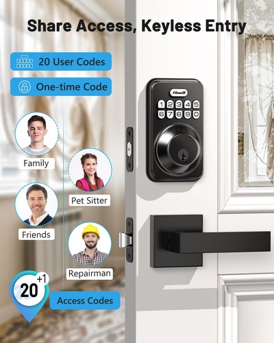 Keyless Entry Door Lock with 2 Lever Handles, Electronic Keypad ...