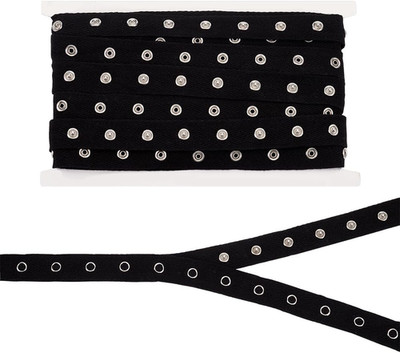 5 Yards Black Metal Snap Button Tape Trim, 3/4 inch Sewing Snap Fastener Tape, S